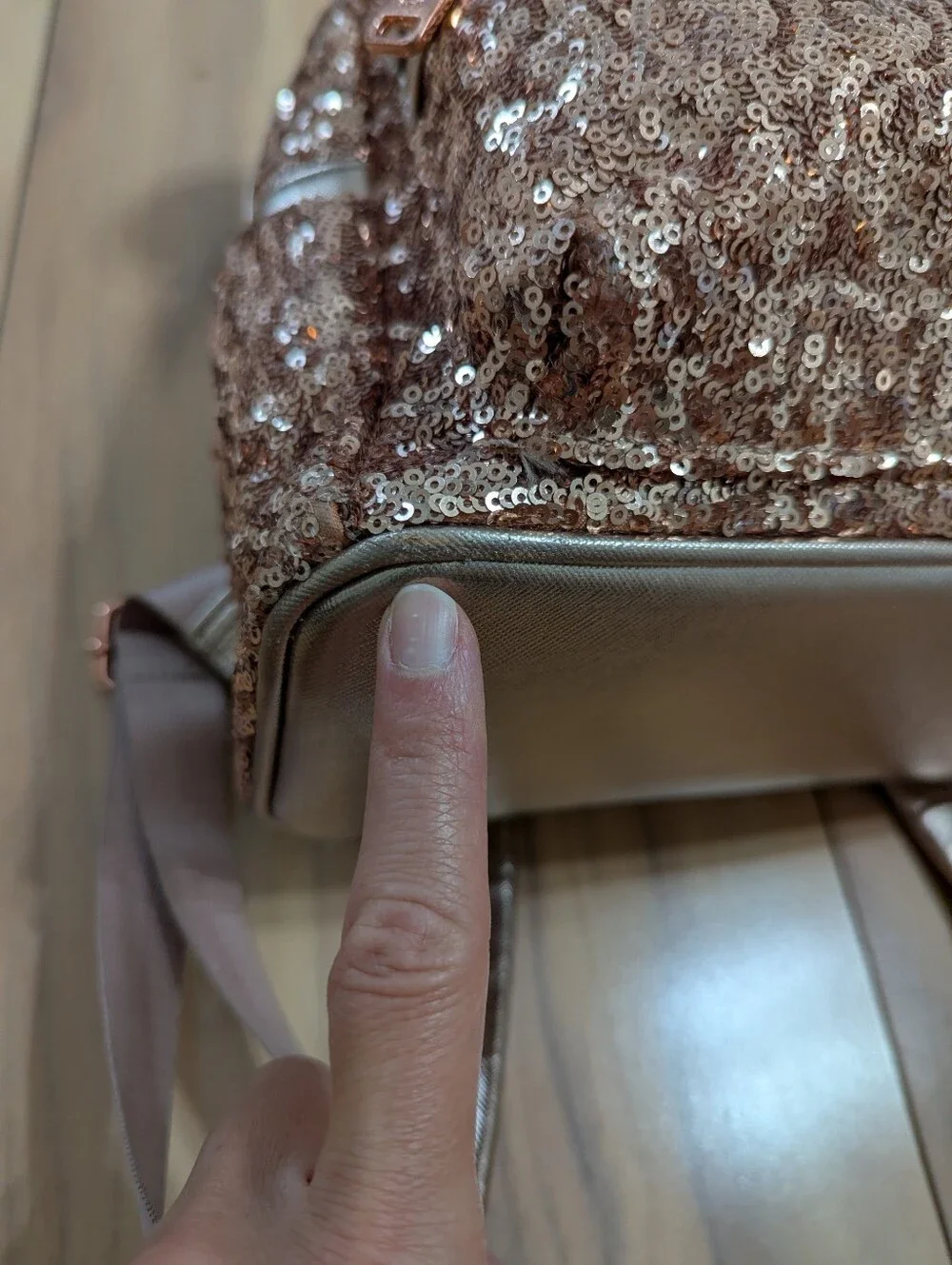 Loungefly Disney Parks Mickey Mouse Ears Rose Gold Sequin Mini Backpack